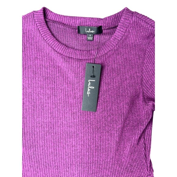 Lulus Fit and Fair Mauve Purple Long-Sleeve Ribbed Knit Skater Dress Small - Picture 8 of 14